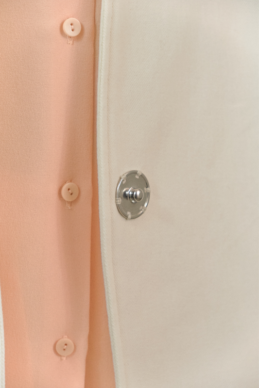 GI10 - White Gabardine Cotton Overcoat Without Collar