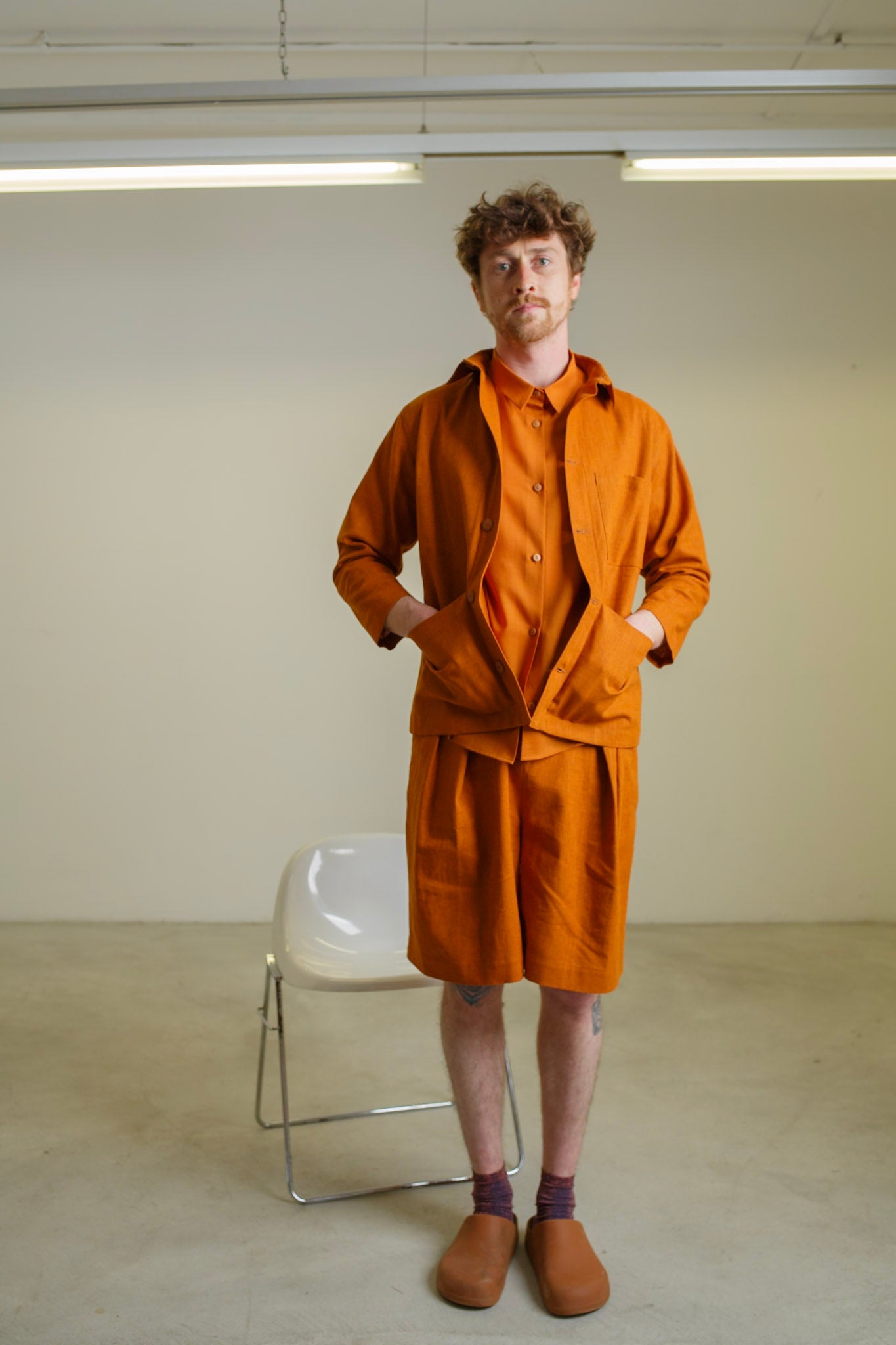 PA10 - Terracotta Linen Pleated Shorts