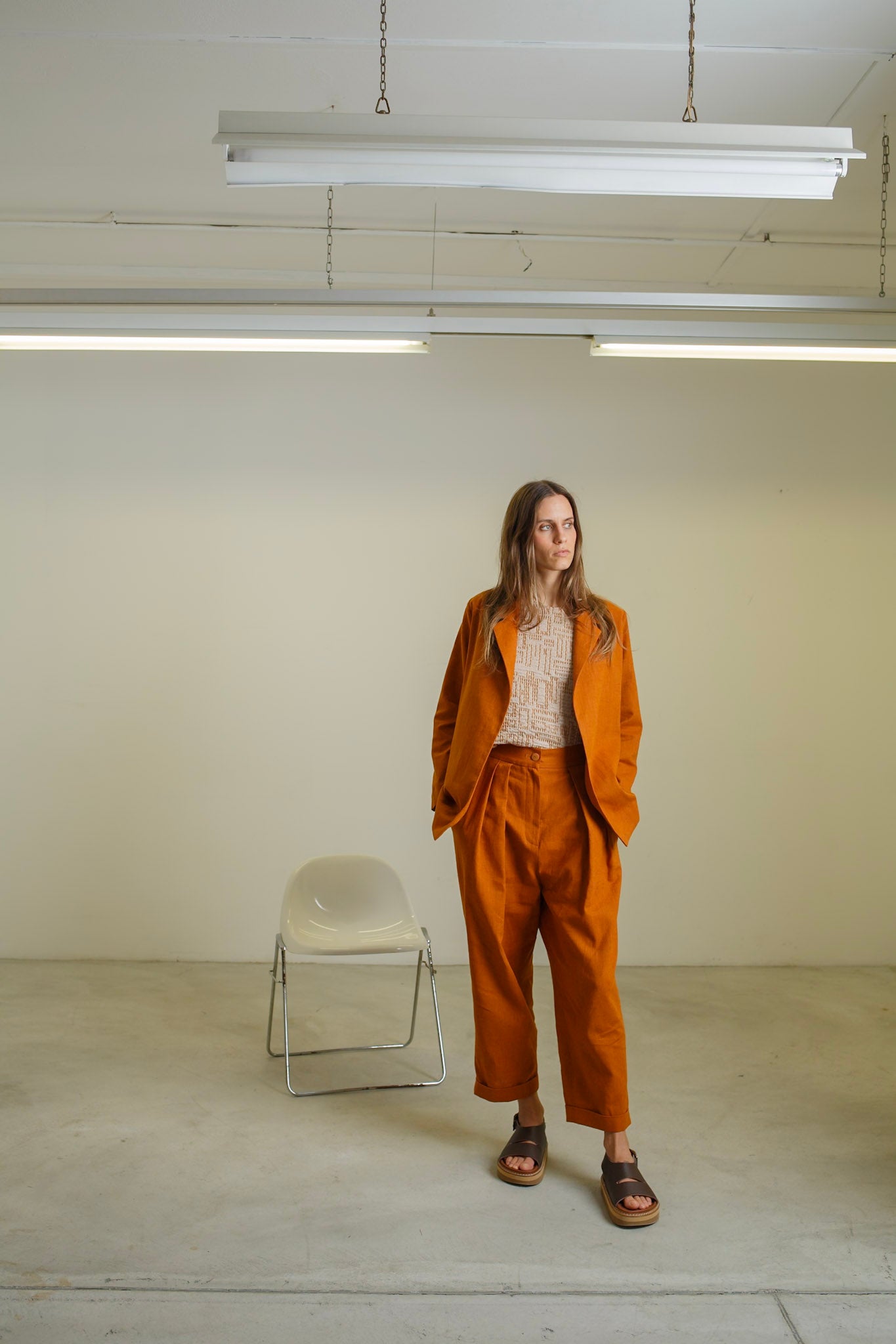PA06 - Terracotta Linen Hight Waisted Trousers