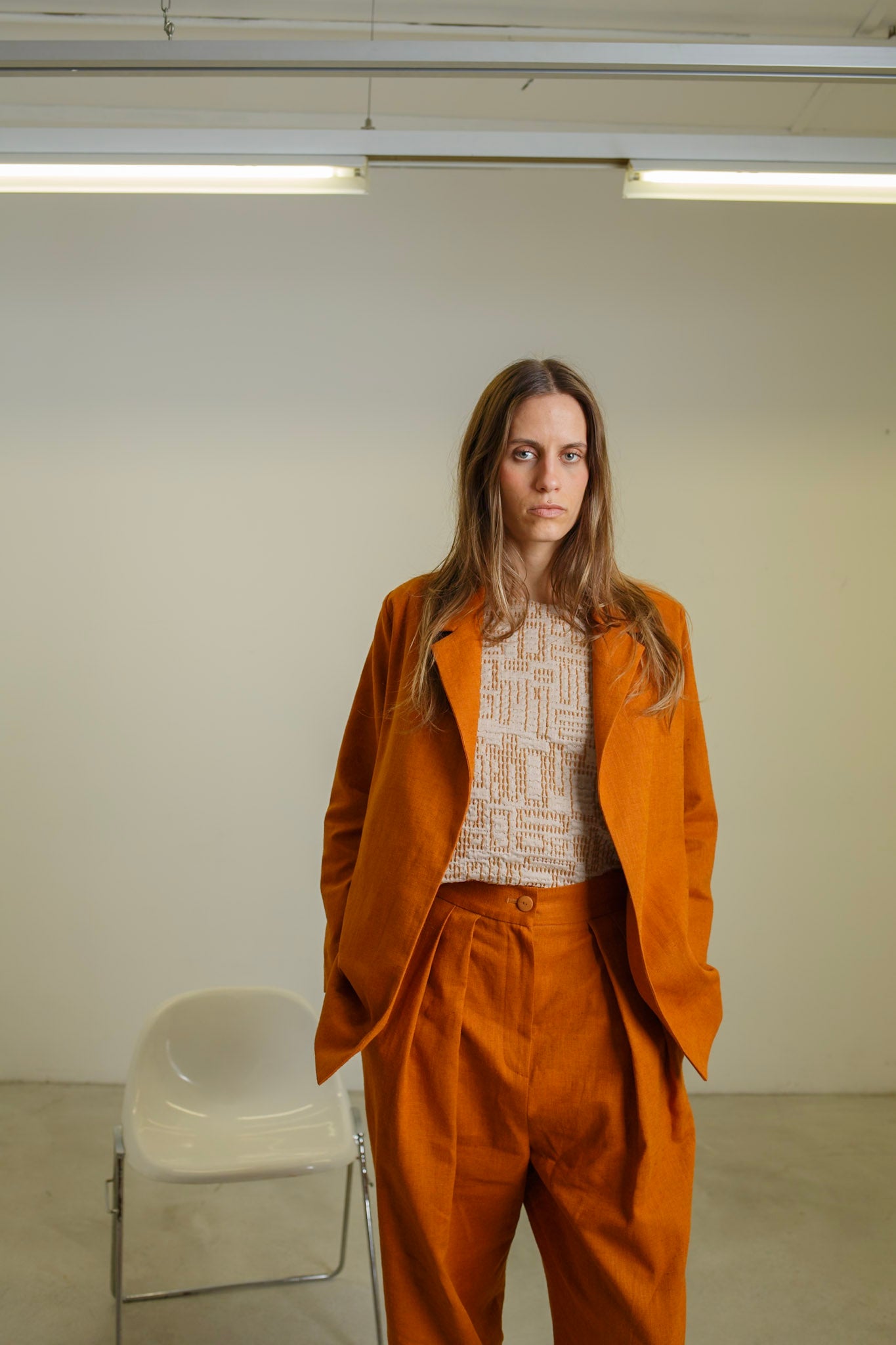 PA06 - Terracotta Linen Hight Waisted Trousers