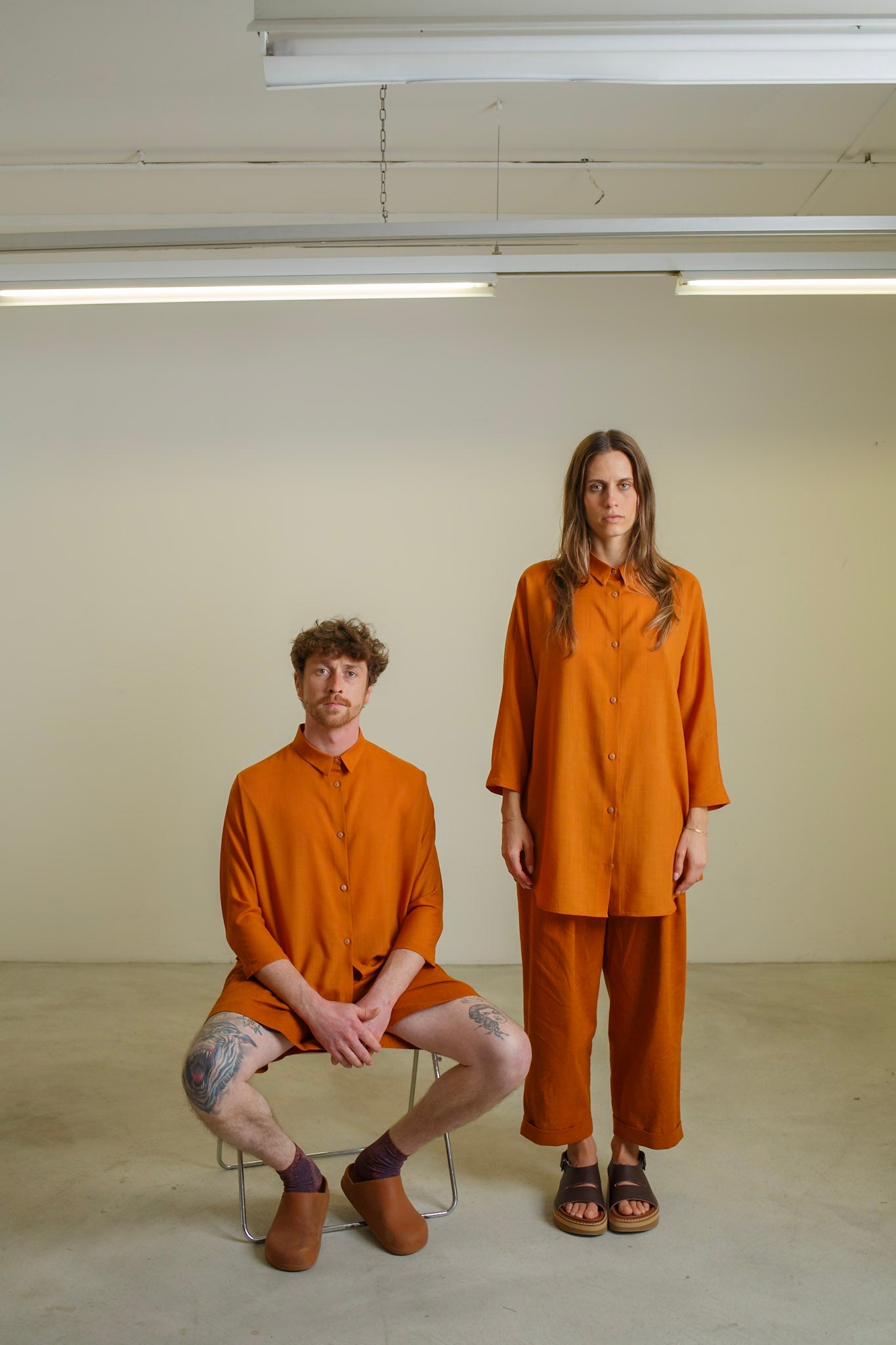 CA01 - Terracotta Wool Kimono Sleeve Shirt