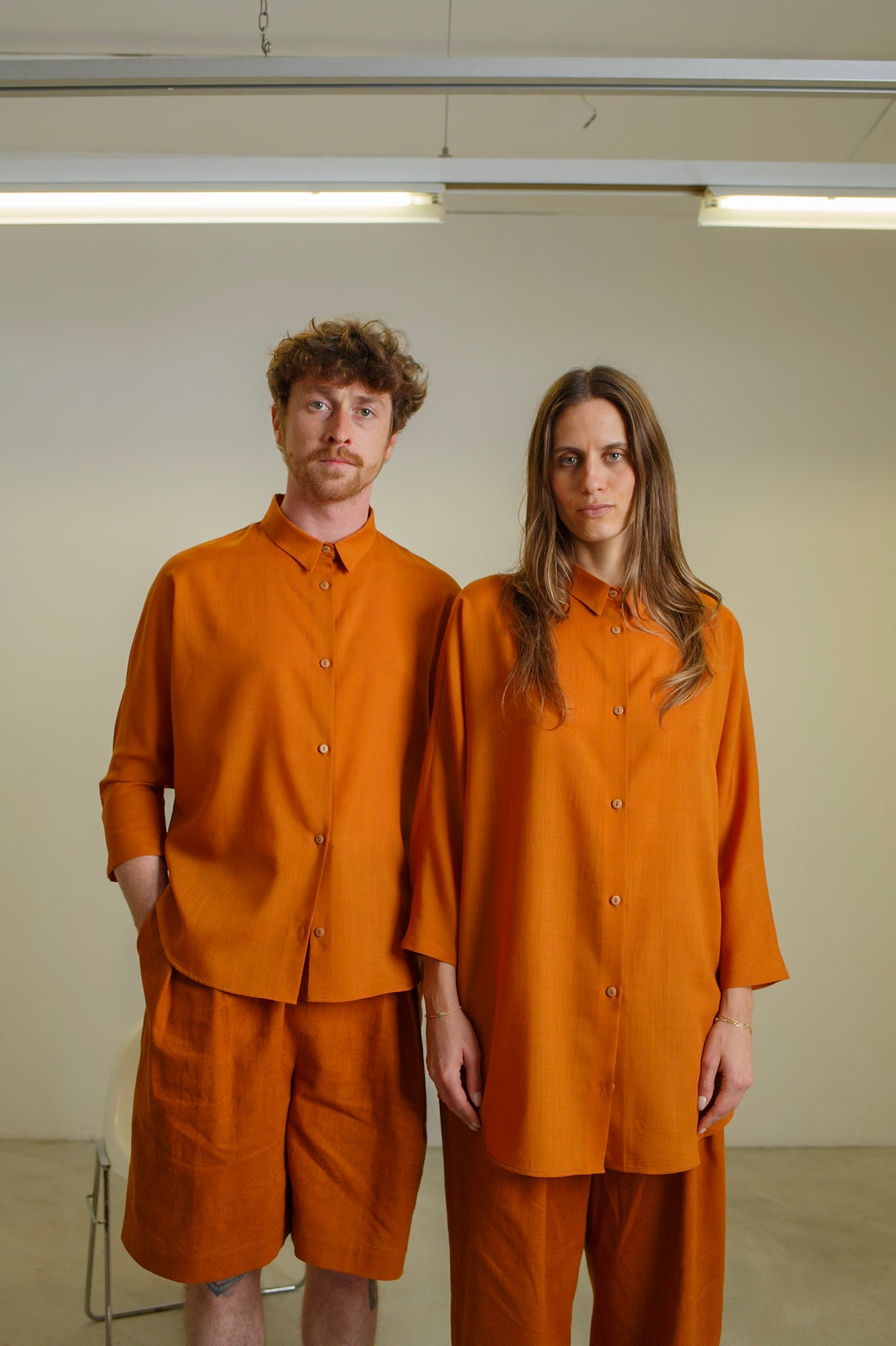 CA01 - Terracotta Wool Kimono Sleeve Shirt