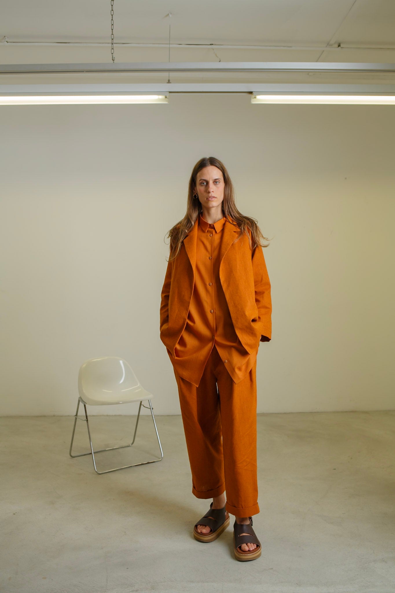 PA06 - Terracotta Linen Hight Waisted Trousers