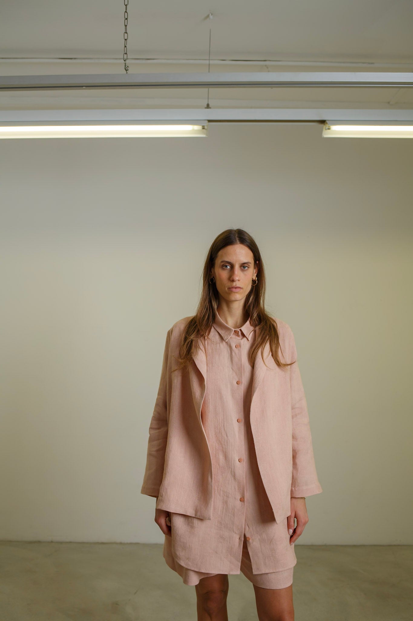 GI01 - Powder Pink Linen Blazer