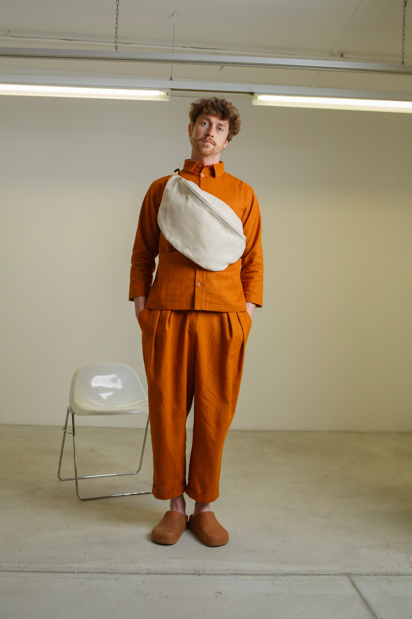 PA06 - Terracotta Linen Hight Waisted Trousers