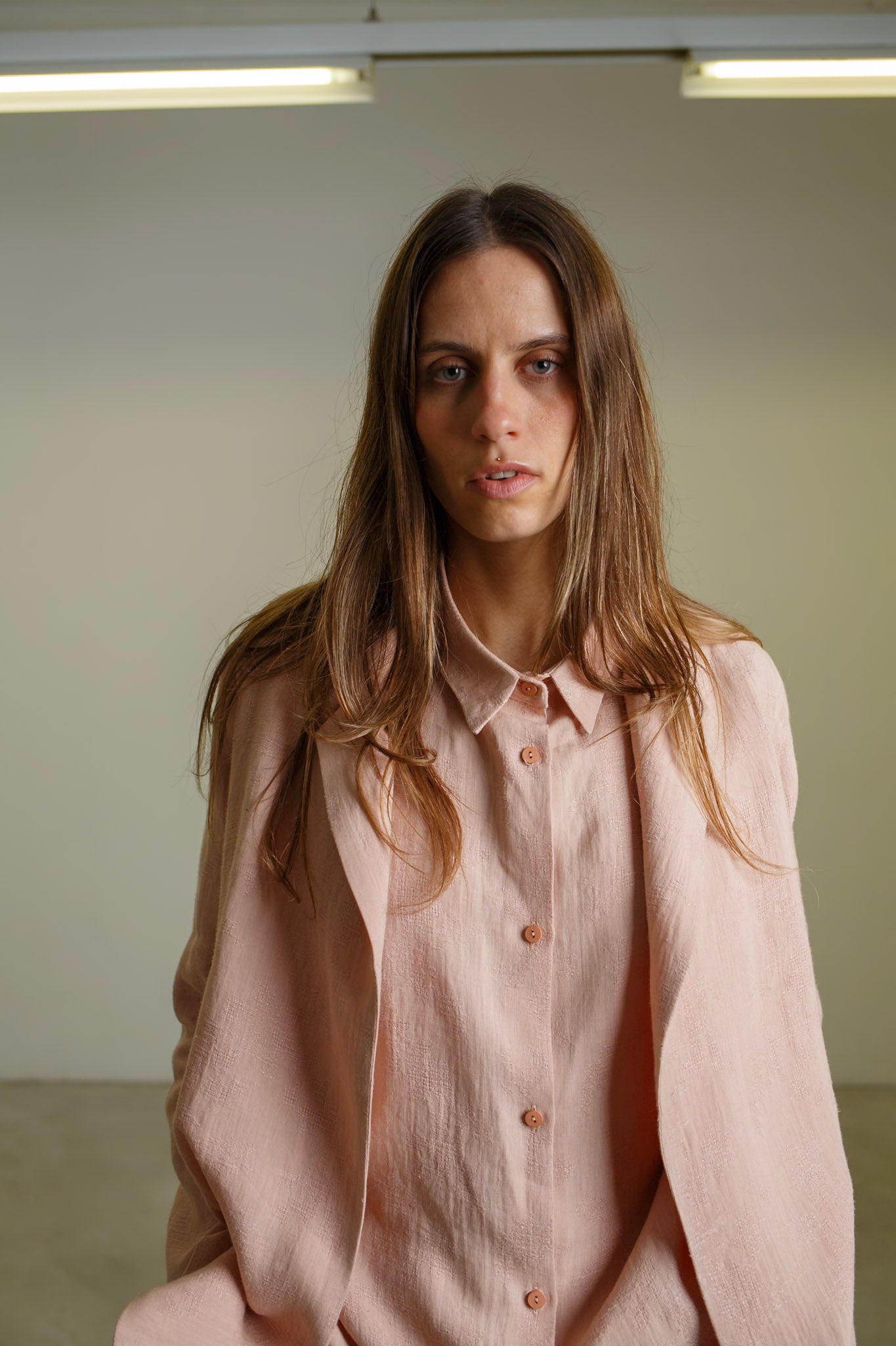 GI01 - Powder Pink Linen Blazer