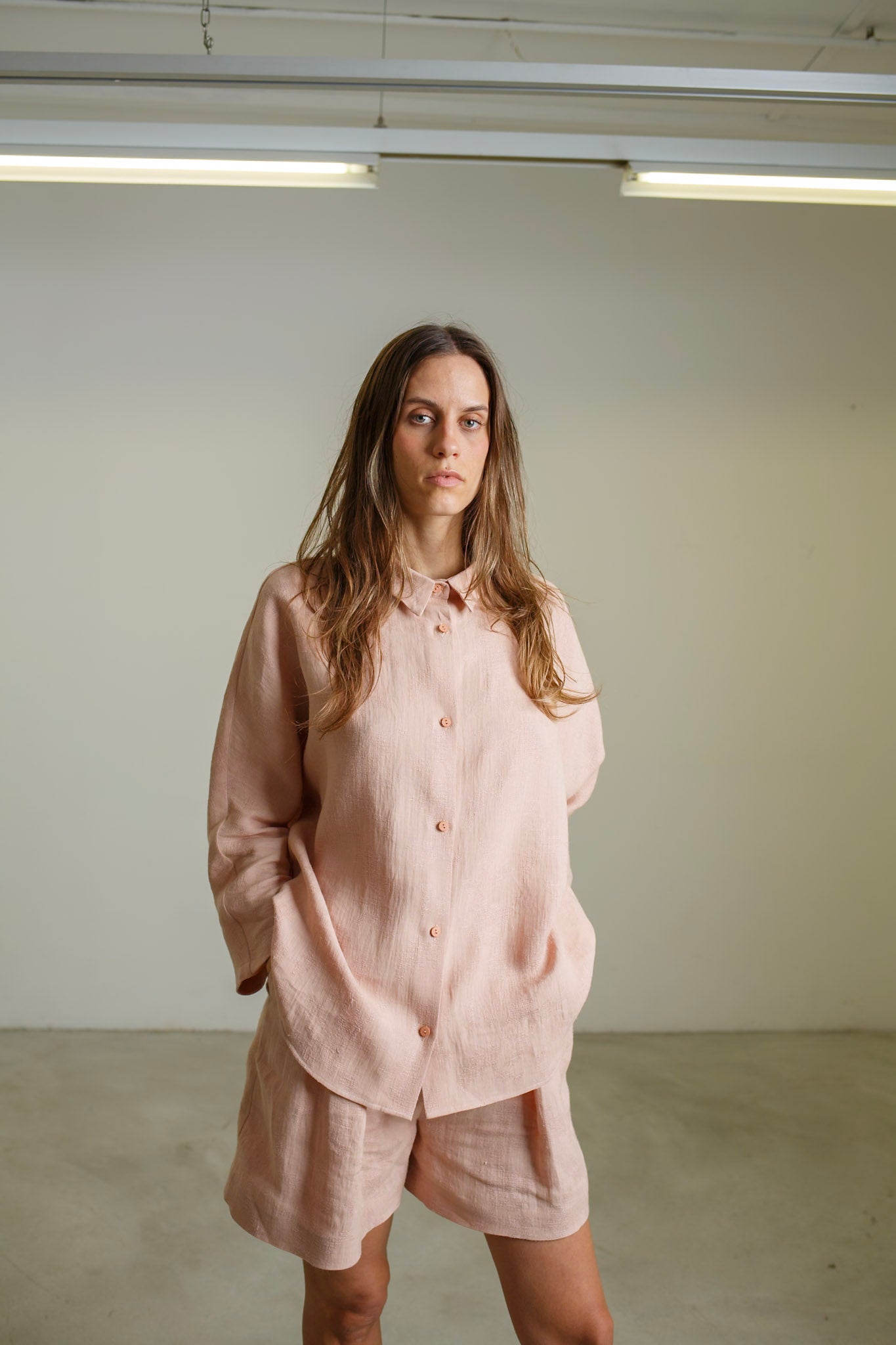 PA10 - Powder Pink Linen Shorts