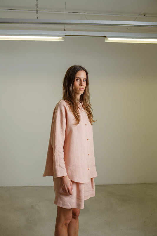 PA10 - Powder Pink Linen Shorts