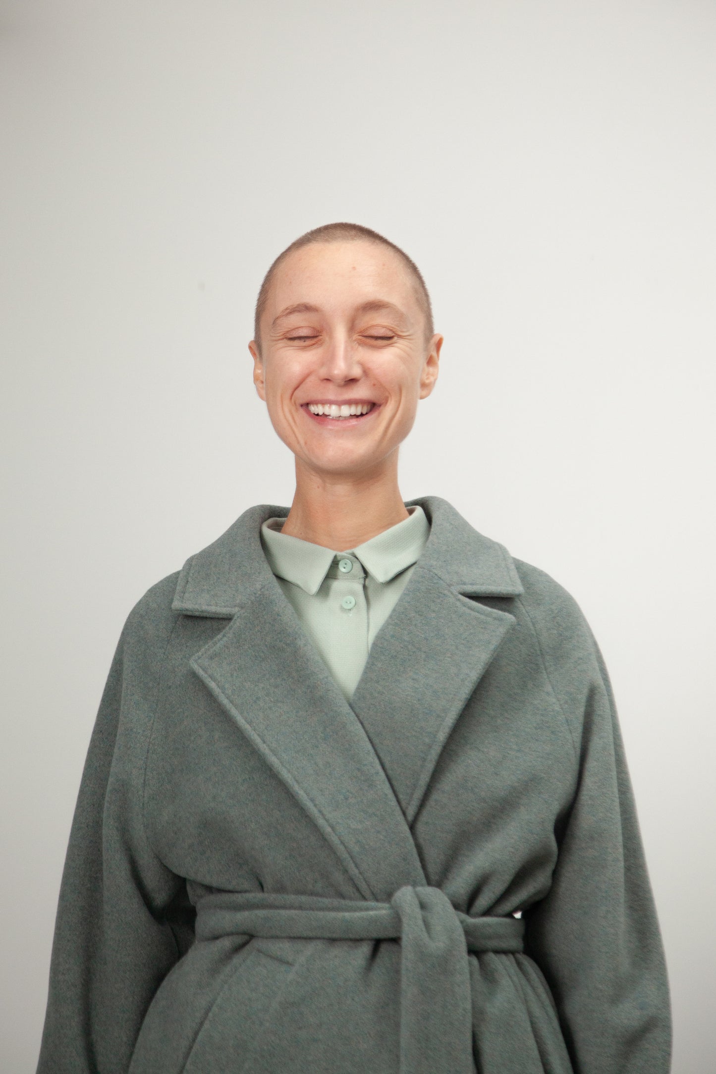 CA01- Sage Green Silk Kimono Sleeves Shirt