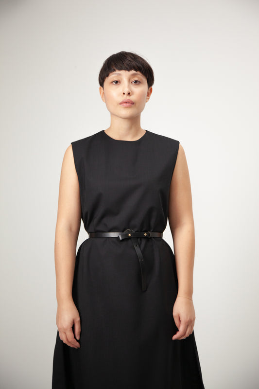 AB08 - Black Flared Wool Dress