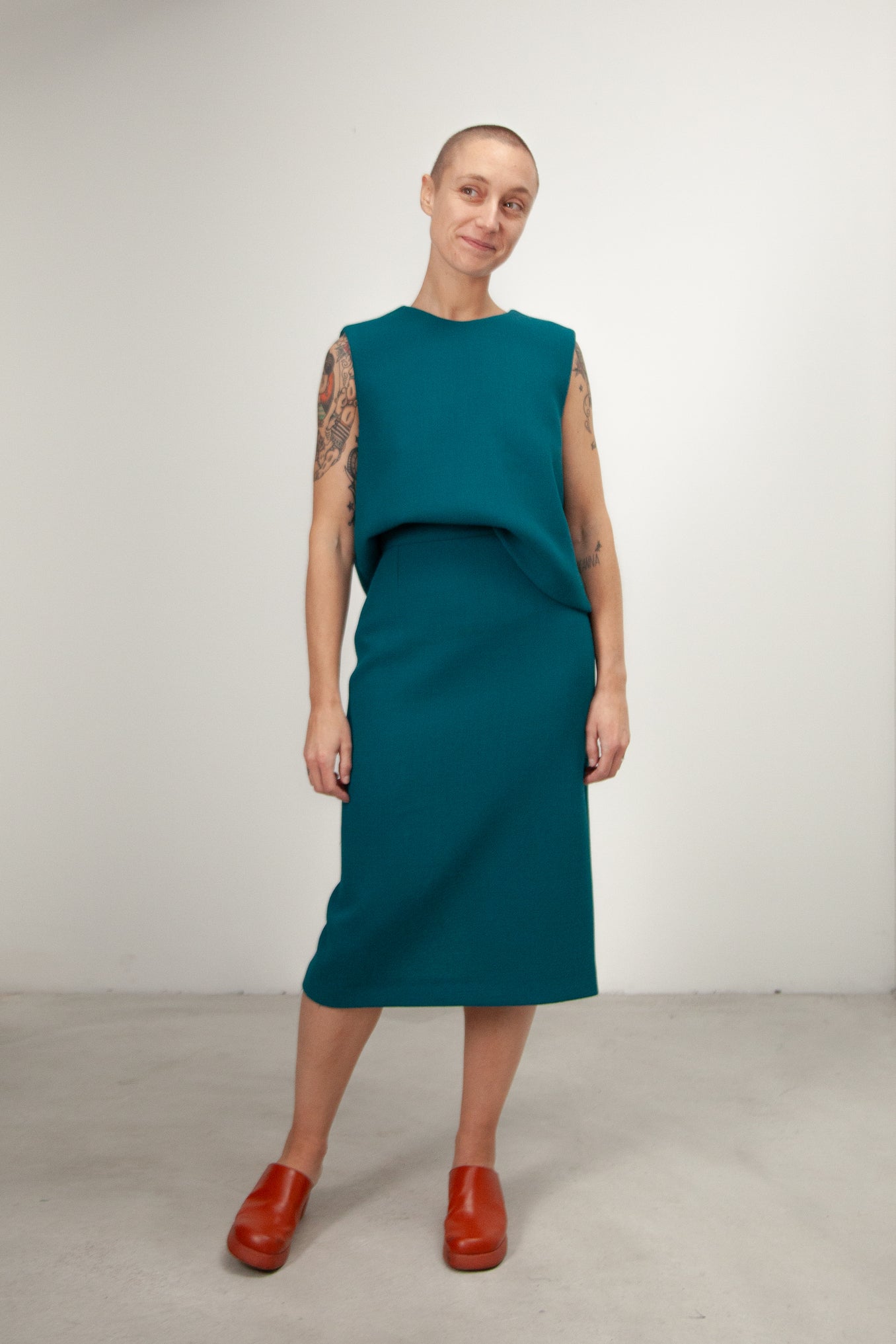 TO10 - Green Petrol / Sage Green Reversible Layered Top