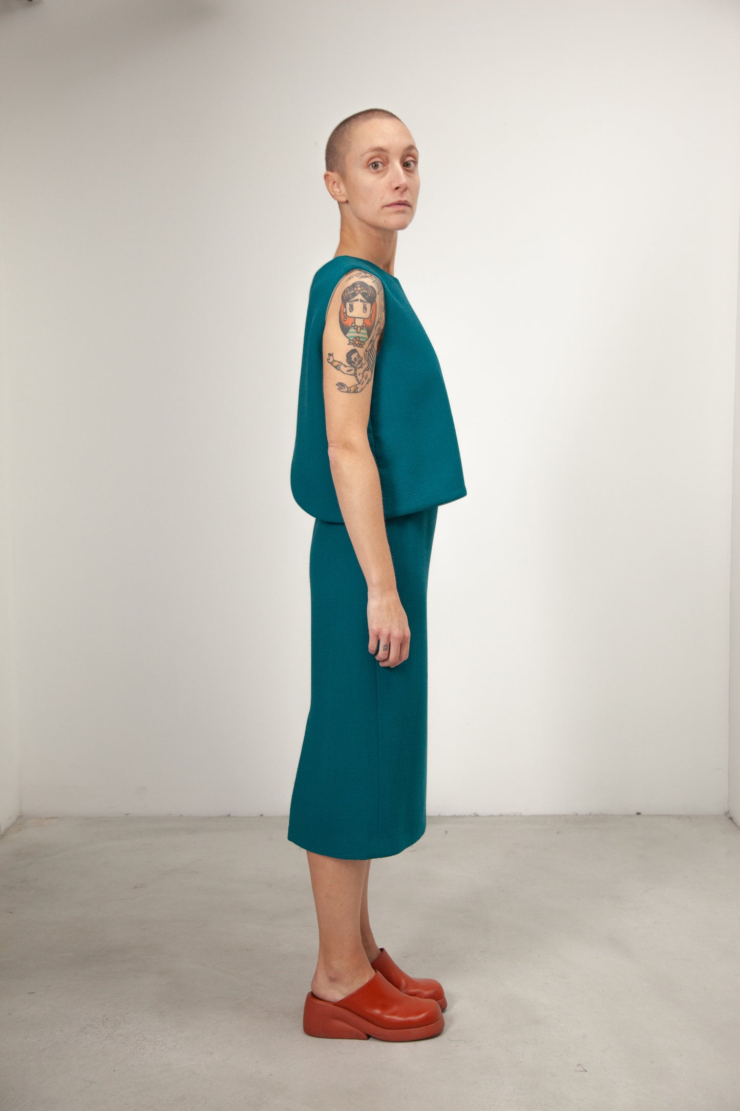 TO10 - Green Petrol / Sage Green Reversible Layered Top