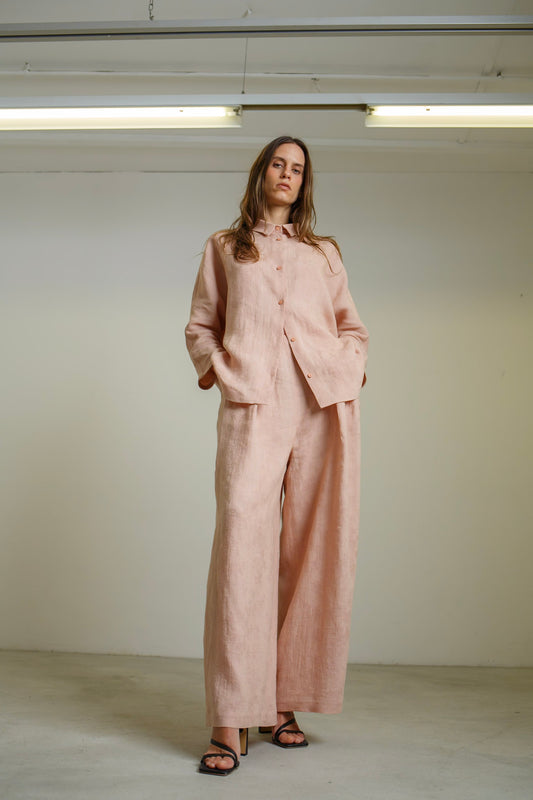 PA13- Powder Pink Palazzo Trousers