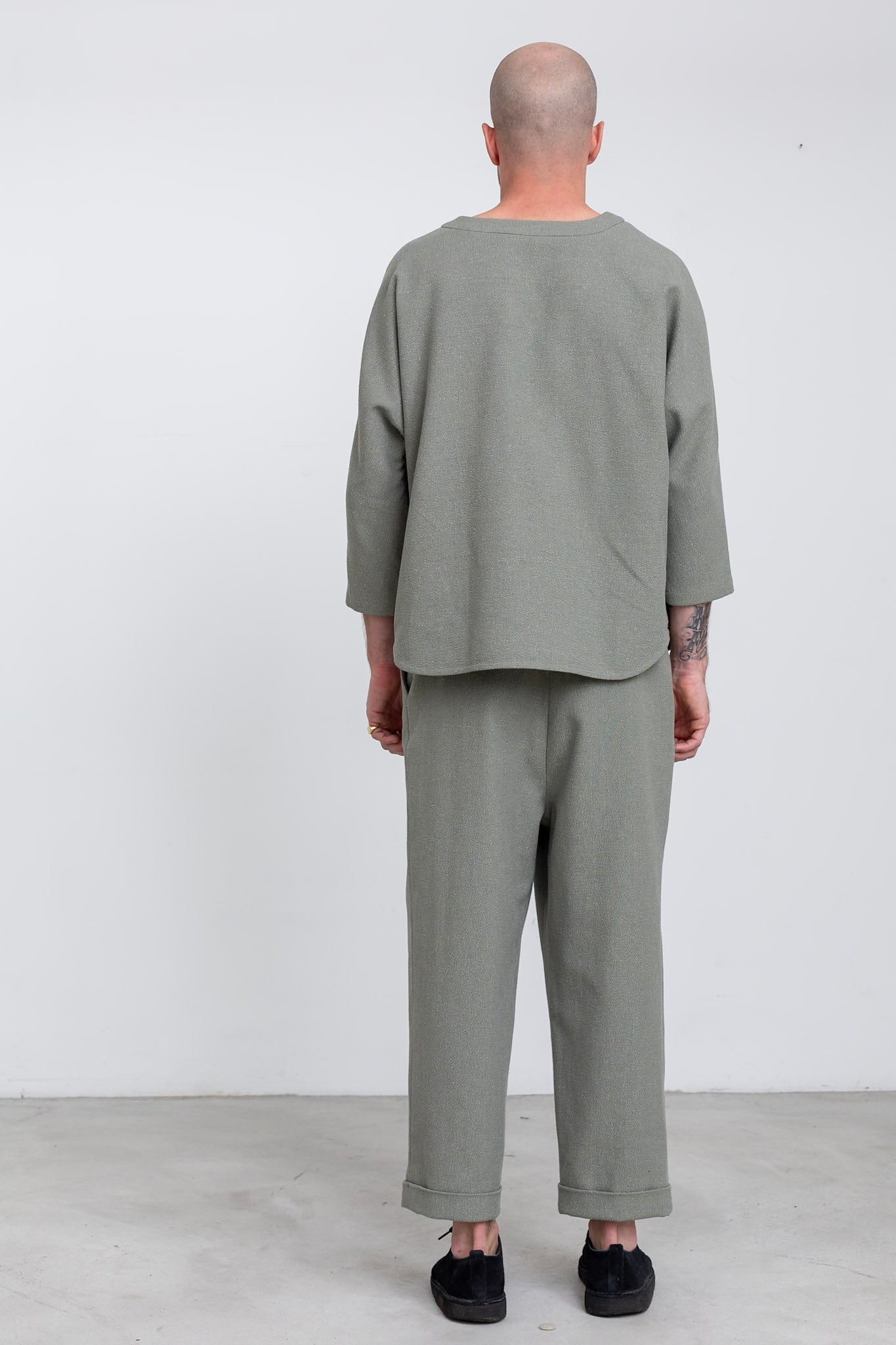 PA06 - Sage Hemp/ Silk High-Waisted Trousers