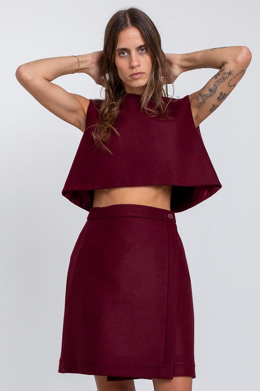 GO03 - Grape Wool Wrap Skirt