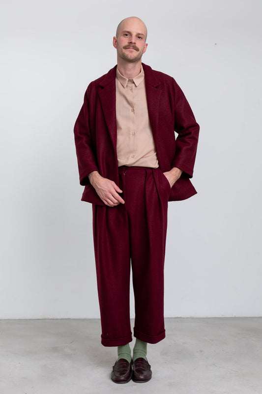 PA06 - Grape Wool High-Waisted Trousers