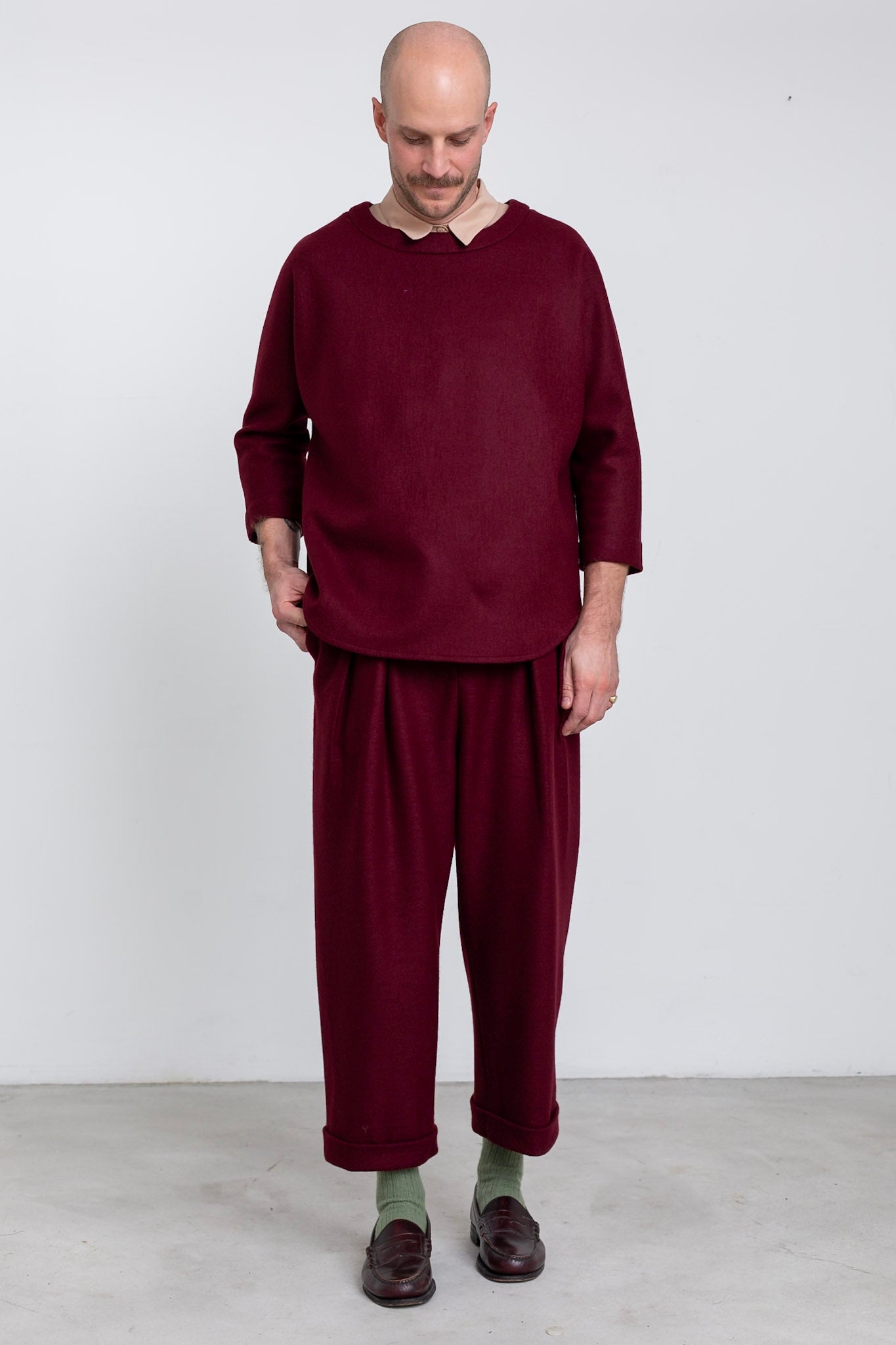 PA06 - Grape Wool High-Waisted Trousers