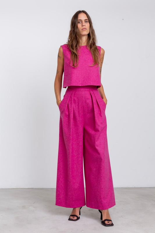 PA13 - Pink Merino Palazzo Trousers