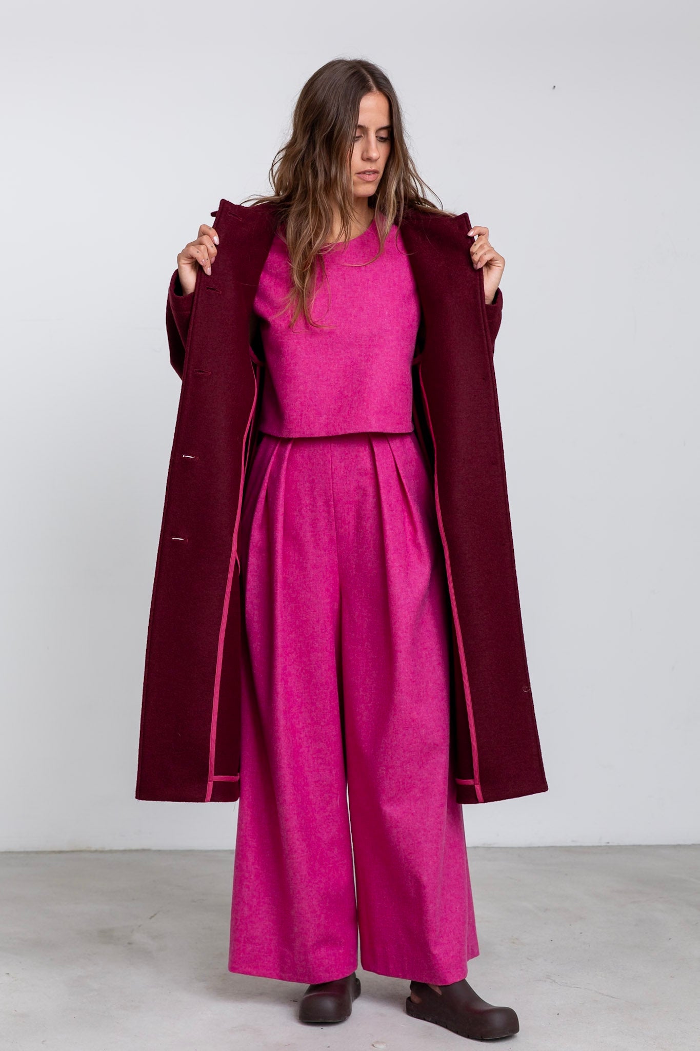 PA13 - Pink Merino Palazzo Trousers