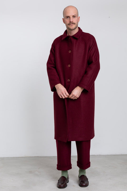GI11 - Grape Wool Buttoned Overcoat