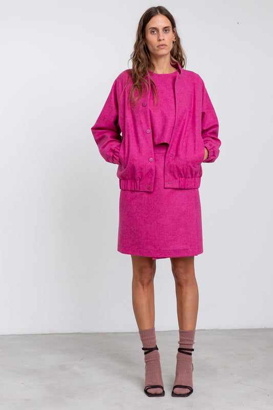 GO03 - Pink Merino Wrap Skirt