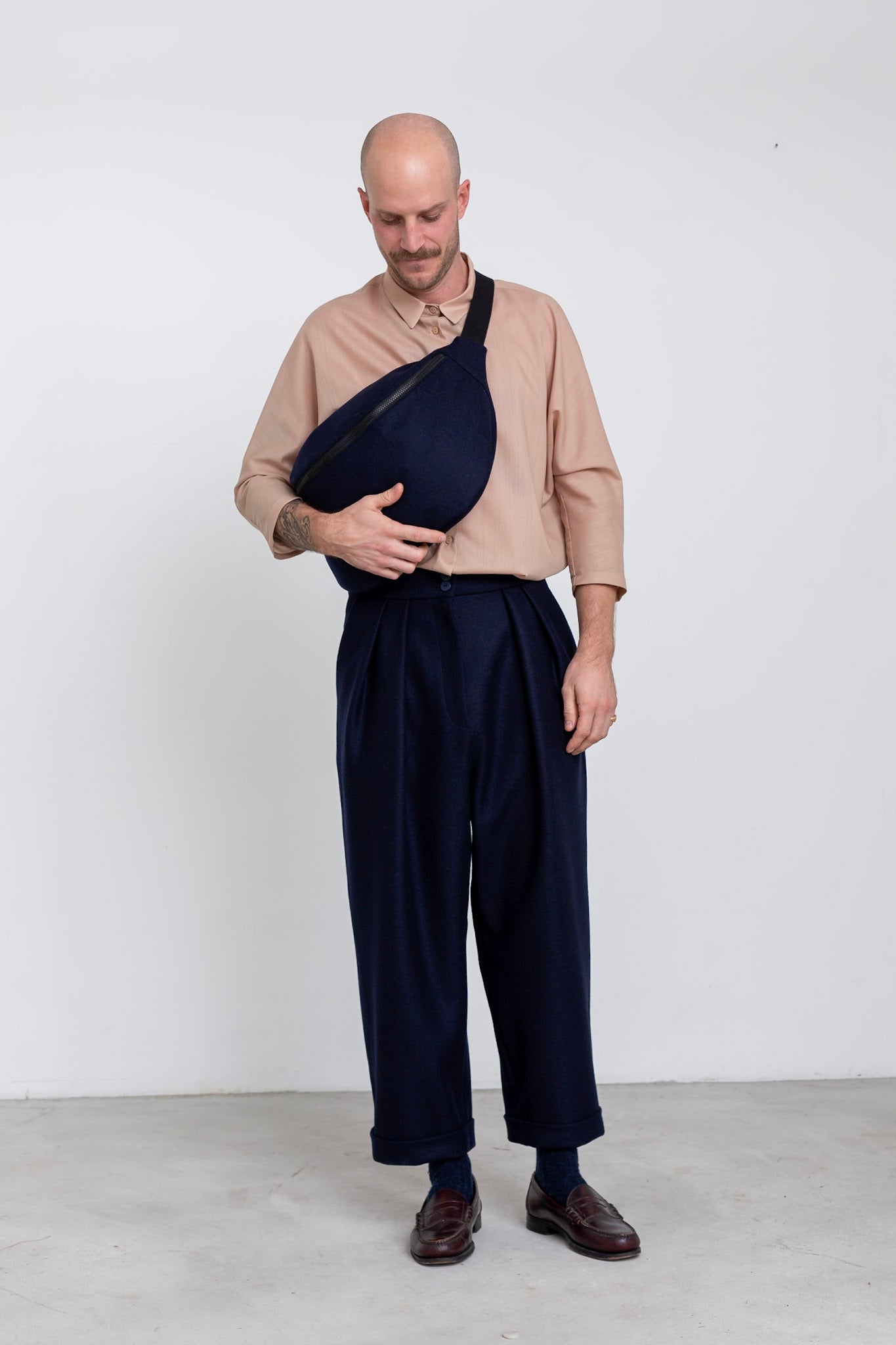 MA01 - Spacious Navy Blue Belt Bag