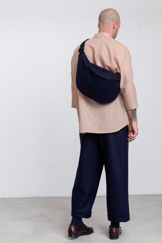 MA01 - Spacious Navy Blue Belt Bag