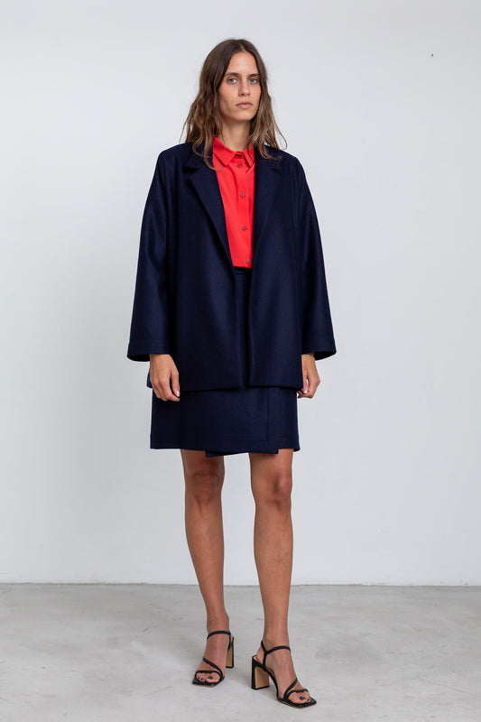 GI01 - Navy Blue Virgin Wool Blazer