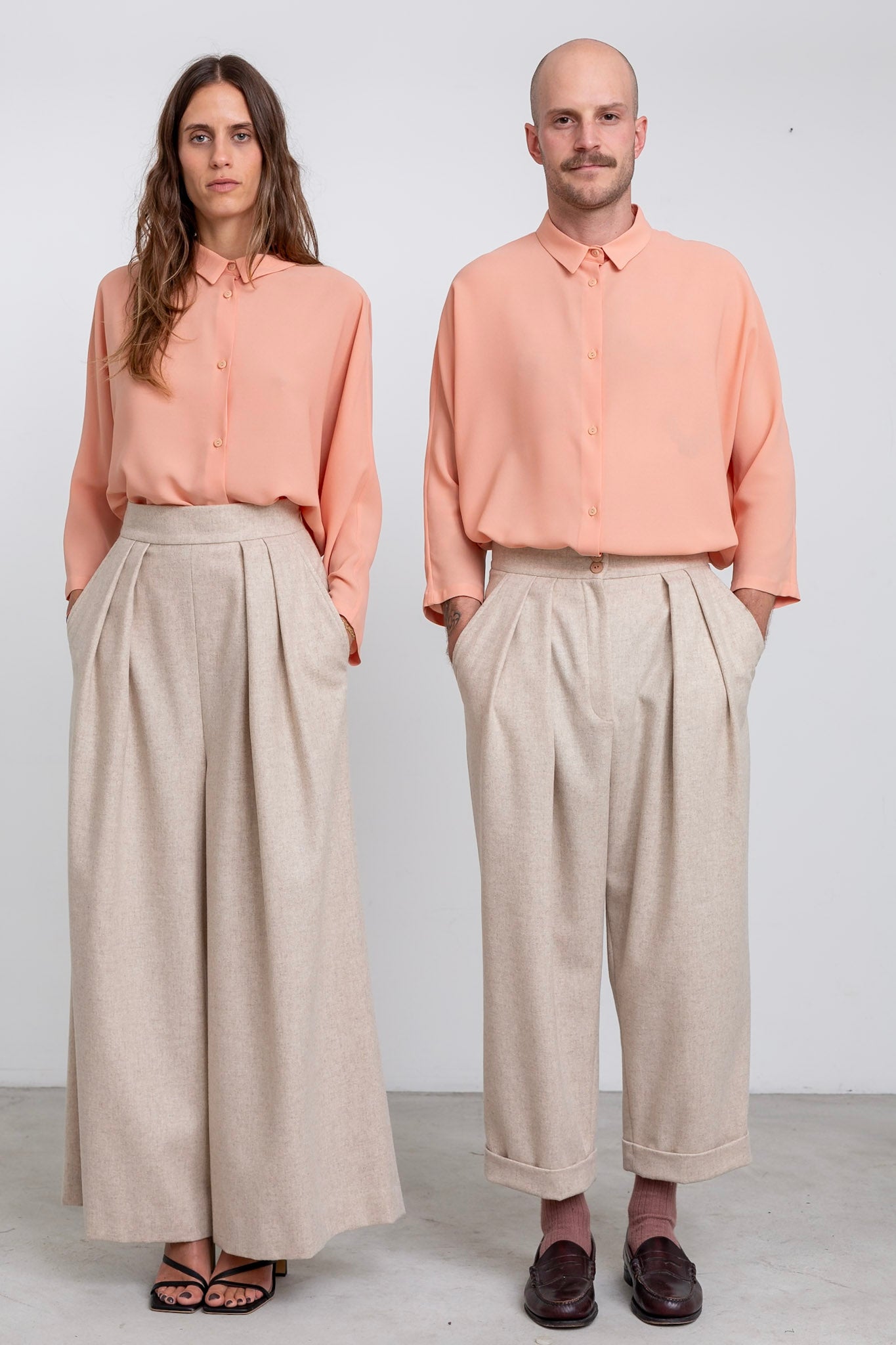 PA06 - Beige Merino High-Waisted Trousers