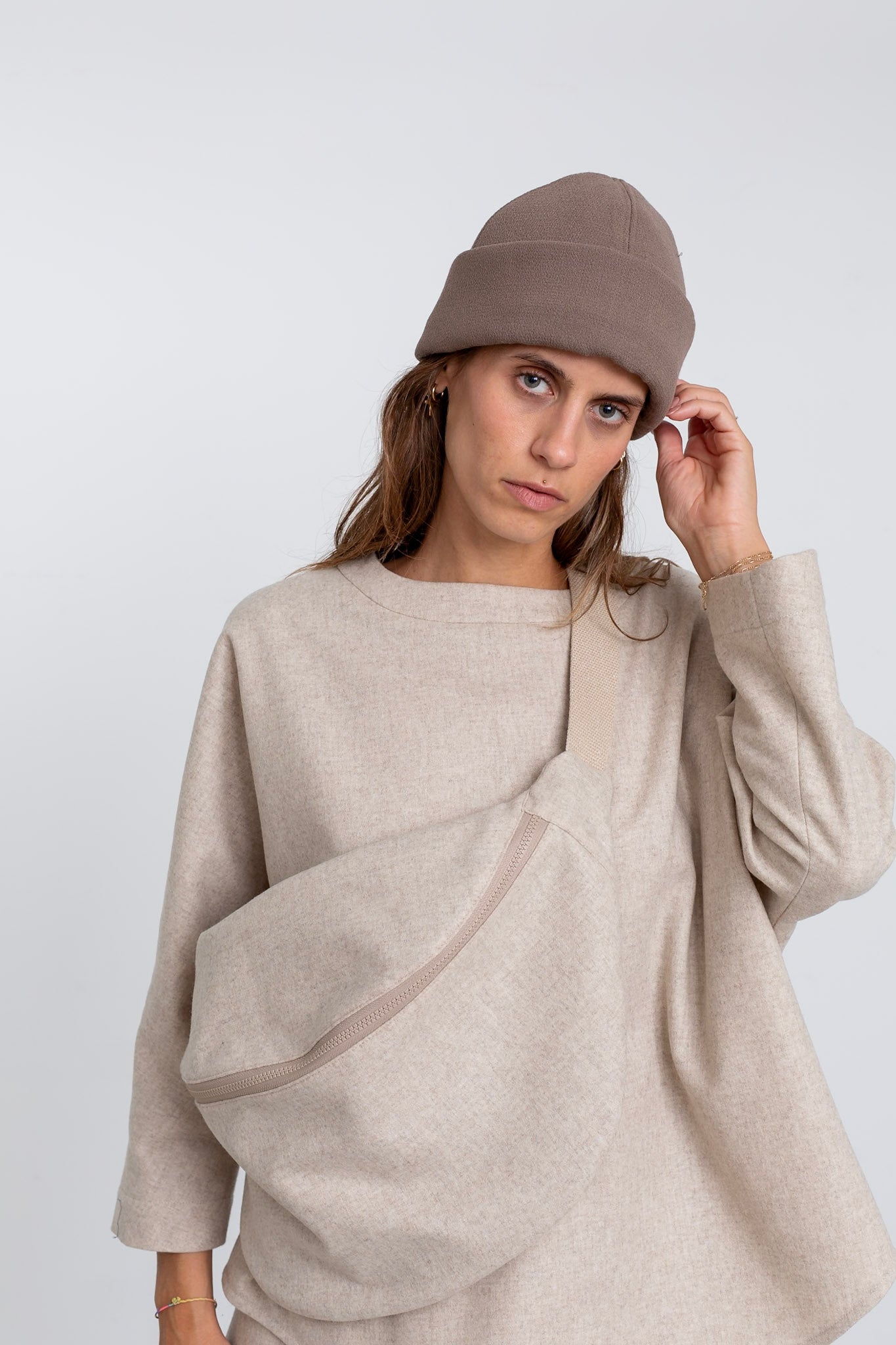 HAT - Light Brown Crêpe Wool Beanie