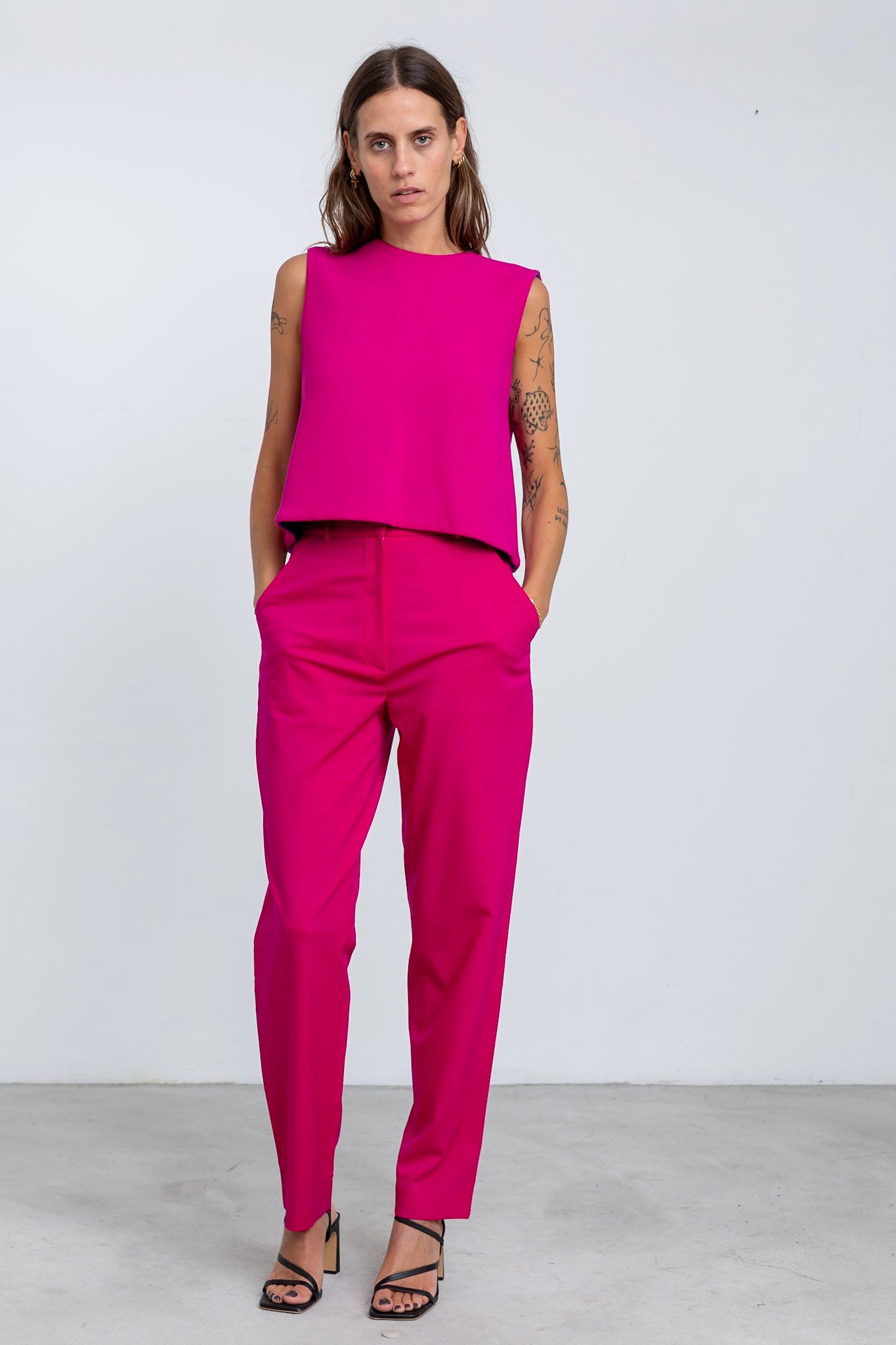 PA08 - Cyclamen Pink Straight-Cut Trousers