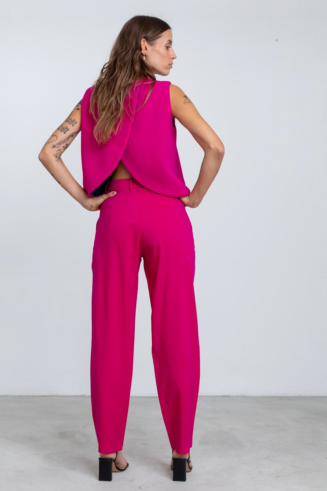 PA08 - Cyclamen Pink Straight-Cut Trousers