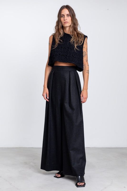 TO10 - Grey Melange Crispy Wool Top