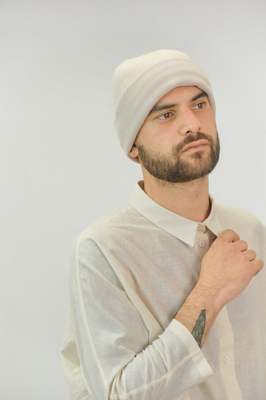 HAT - Cream Wool Fabric Beanie