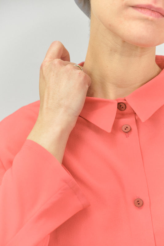 CA01 - Cherry Silk Kimono Sleeve Shirt