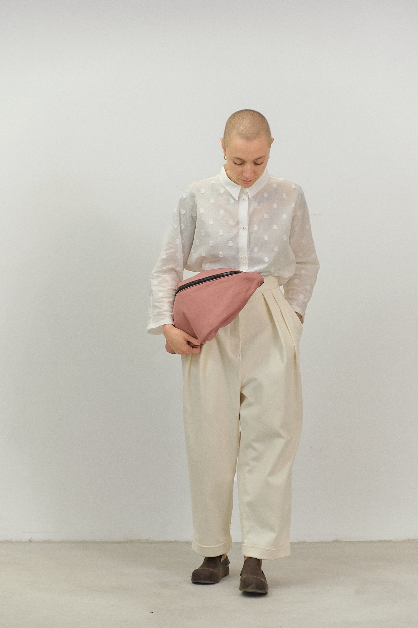 CA01 -White "Fil Coupé" Kimono Sleeve Shirt