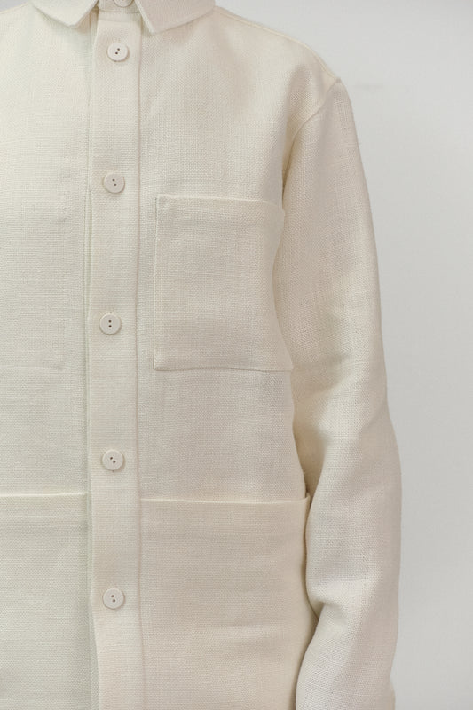 WJ01 - White Heavy Linen Working Jacket