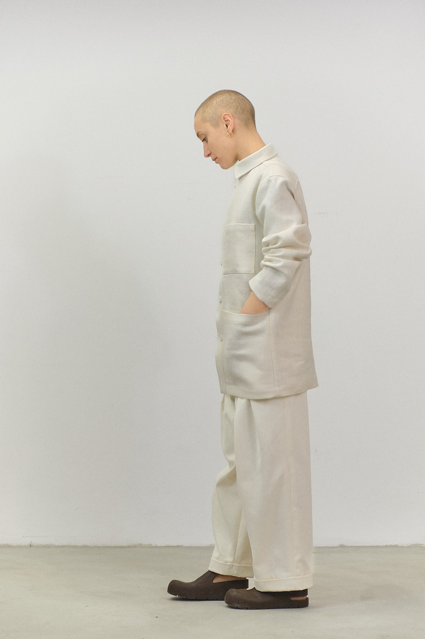 WJ01 - White Heavy Linen Working Jacket