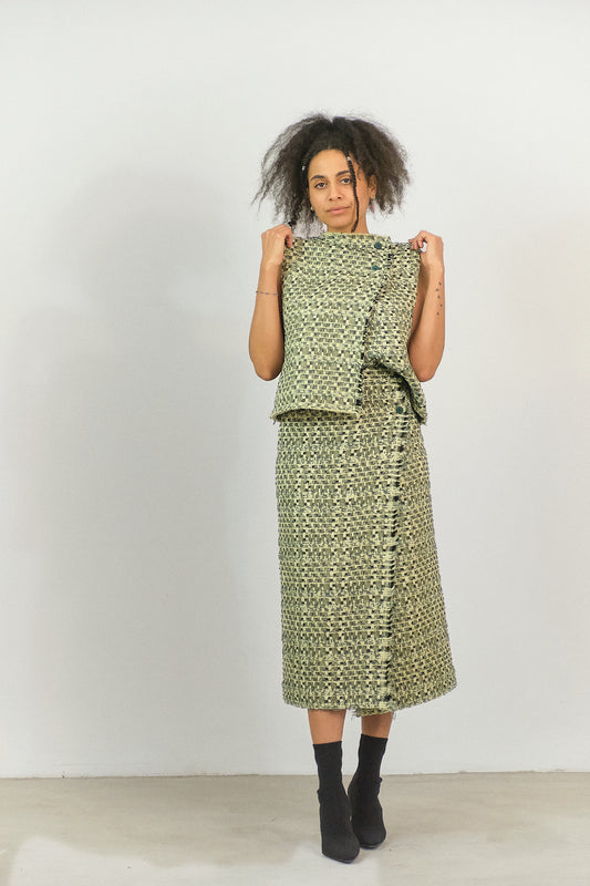 TO12 - Bouclé Sleeveless Cross-Back Top