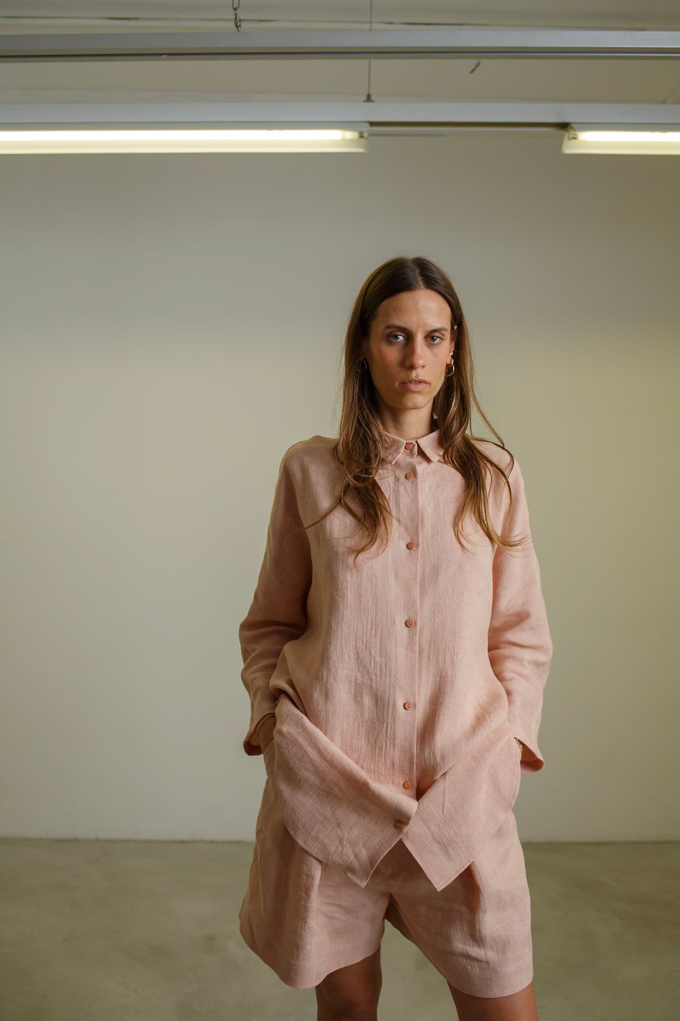 PA10 - Powder Pink Linen Shorts
