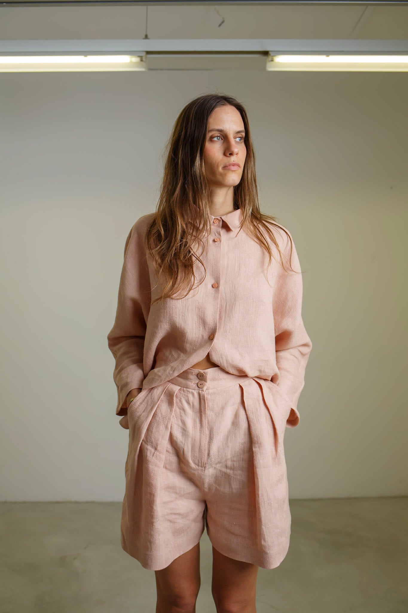 CA01 - Powder Pink Kimono Sleeves Shirt