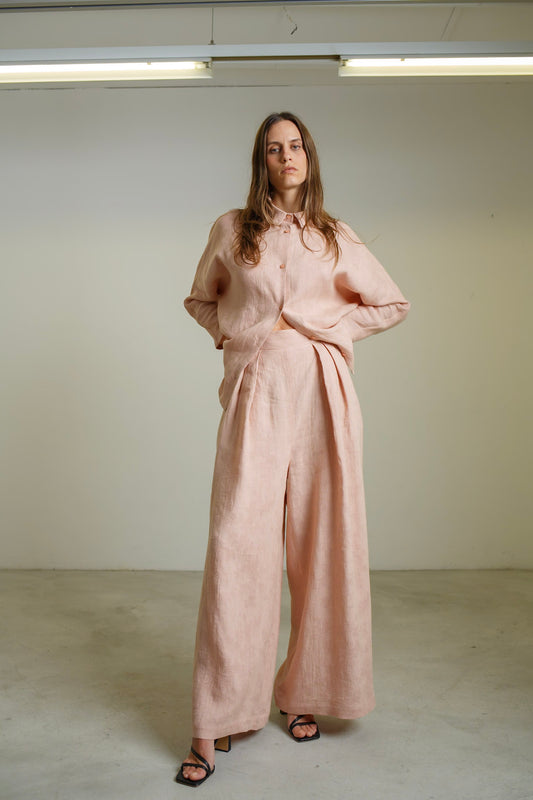 PA13- Powder Pink Palazzo Trousers