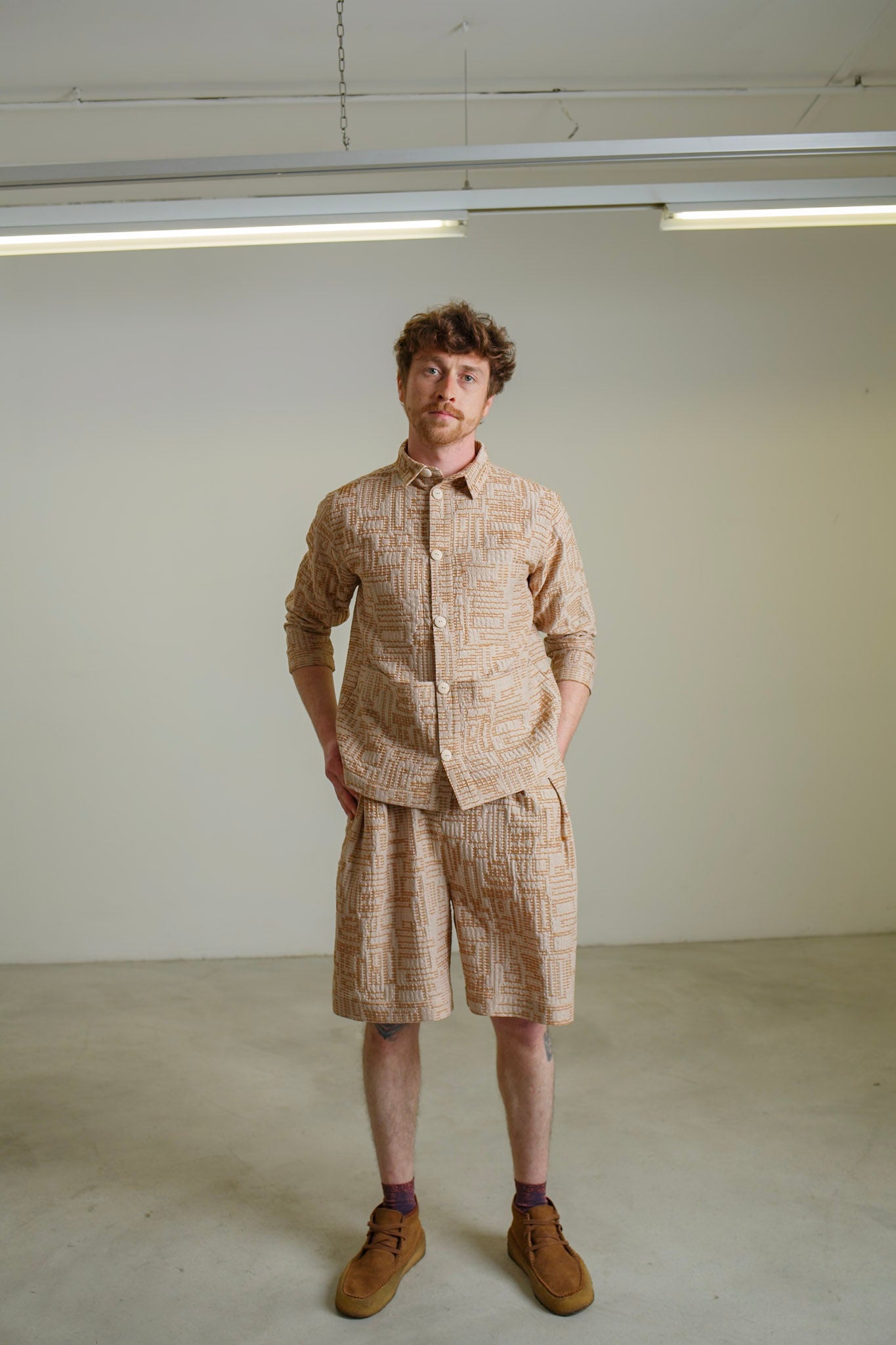 PA10 - Beige Pleated Shorts