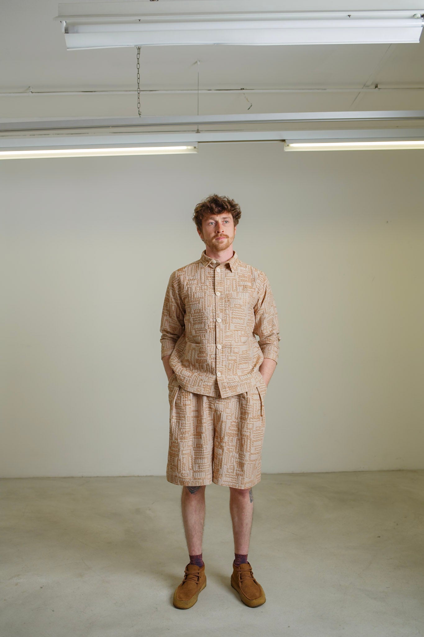 PA10 - Beige Pleated Shorts