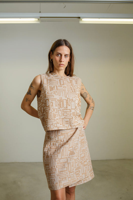 GO03 - Beige Wrap Skirt