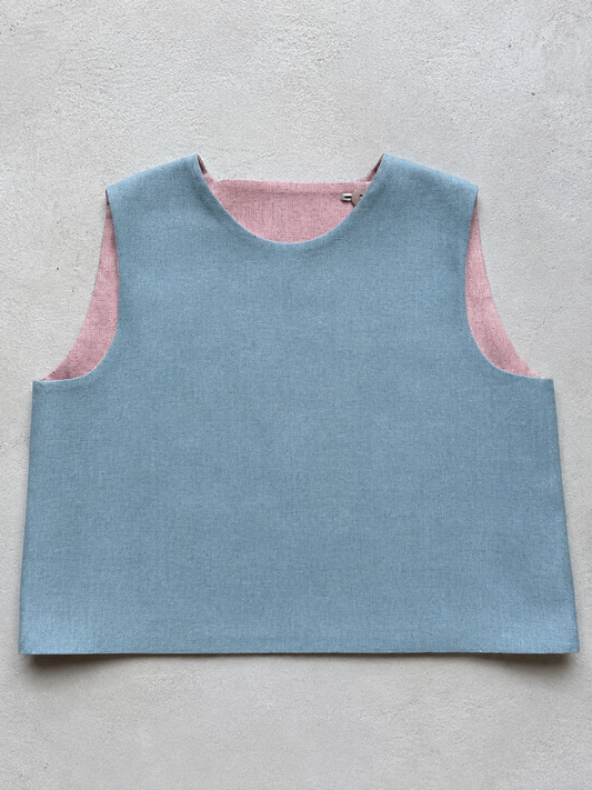 TO10 - Reversible Crossover Top Bicolor ( Dusty Blush & Blue Sage)