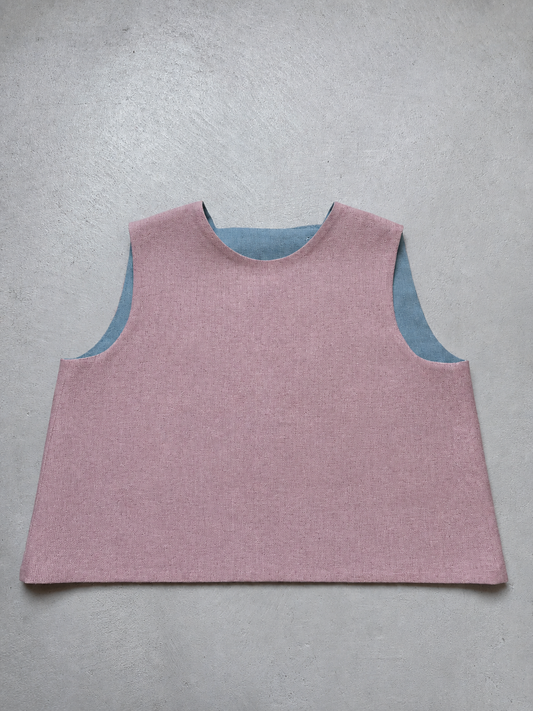 TO10 - Reversible Crossover Top Bicolor ( Dusty Blush & Blue Sage)