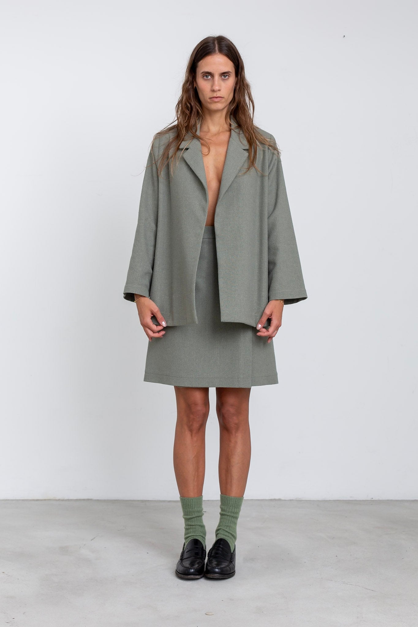 GO03 - Sage Hemp/ Silk Wrap Skirt