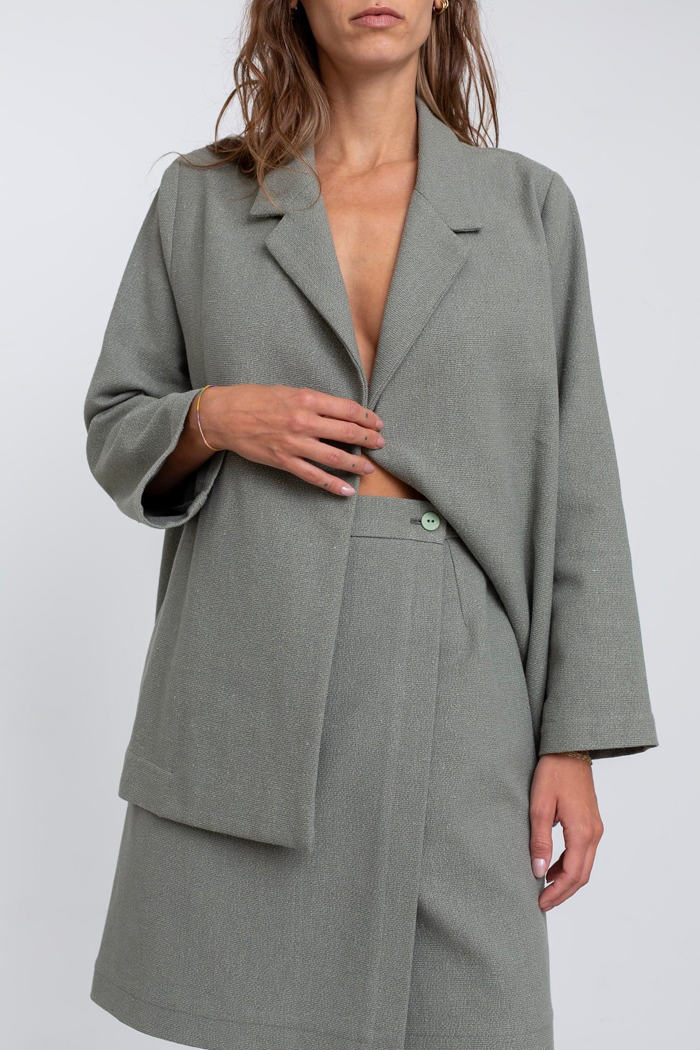 GO03 - Sage Hemp/ Silk Wrap Skirt