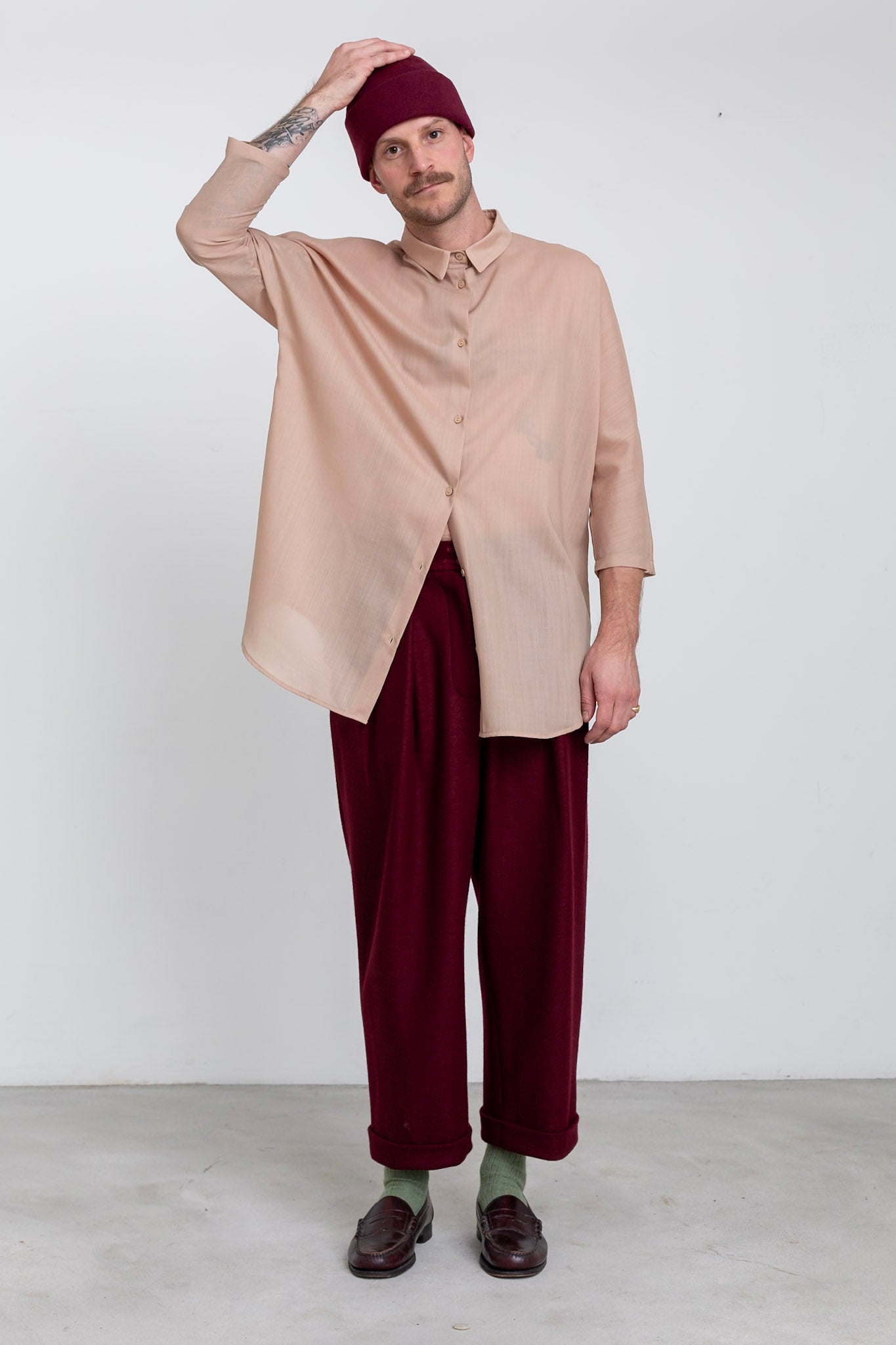 PA06 - Grape Wool High-Waisted Trousers